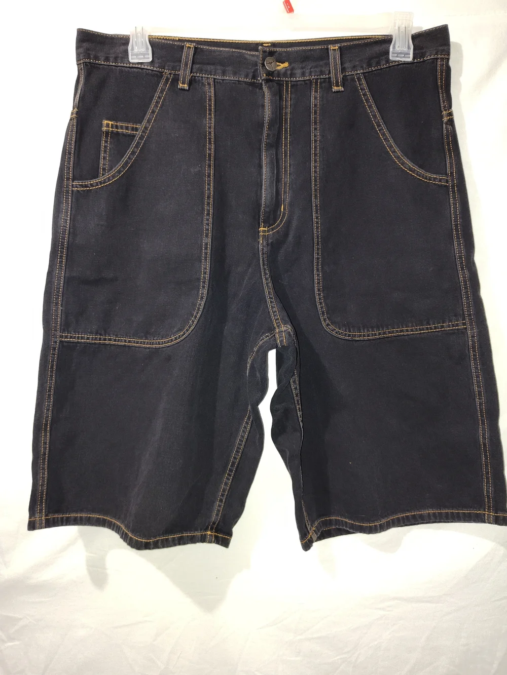 Jordan Black Denim Carpenter Shorts with Contrast Stitching